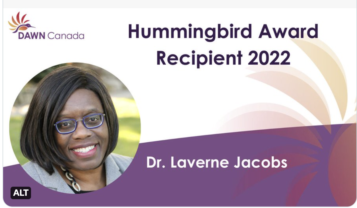 Award graphic with image of Laverne Jacobs