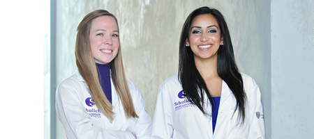 Two female medical students