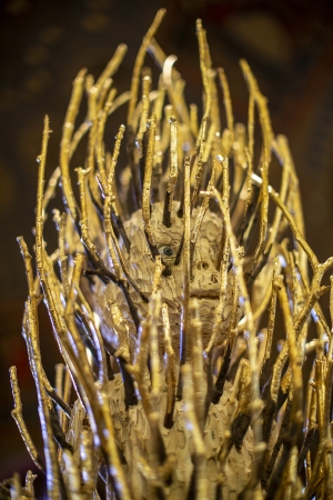 Sculpture - plywood, twigs, gilding, glass eyes