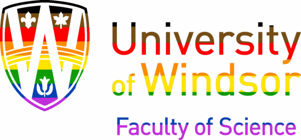 UWindsor Faculty fo Science Logo in the colours of the All Inclusive Pride Flag