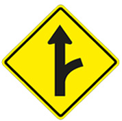 sign yellow diamond arrow up with branch to right
