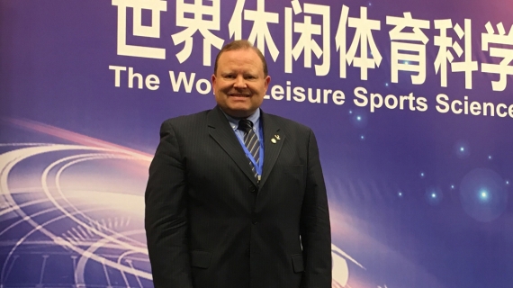 Kinesiology professor Scott Martyn delivered the keynote address at the World Sports Leisure Science and Industry Summit in Xiamen, China.