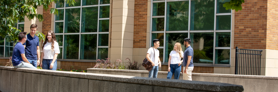 Students gathering outside