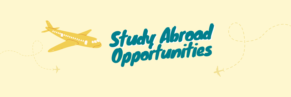 Graphic that says "Study Abroad Opportunities"