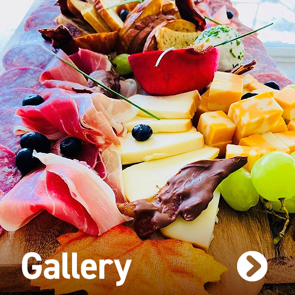 Closeup of marblel cheese slices on a platter