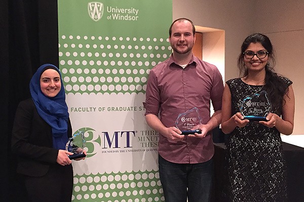 People’s choice winner Zainab Bazzi, champion Jeremy Johnston, and runner-up Krithika Muthukumaran.