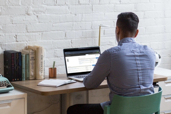 man working on computer