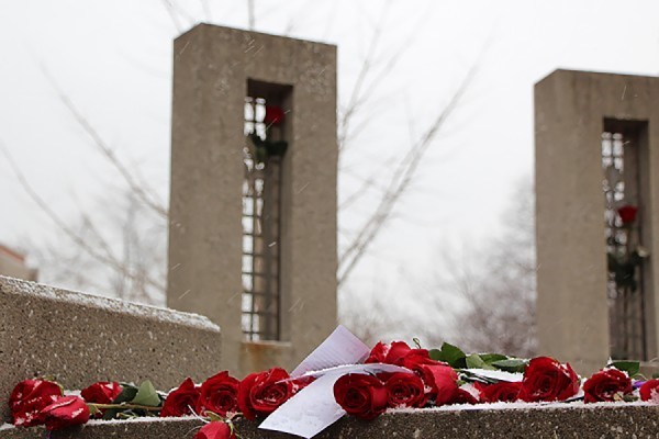 roses laid on Memorial of Hope