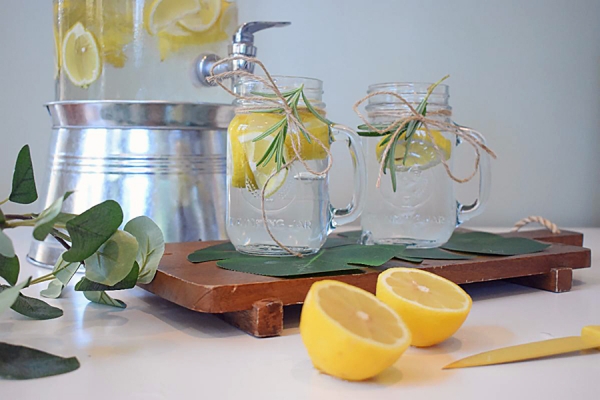 Pitcher of water with lemon slices