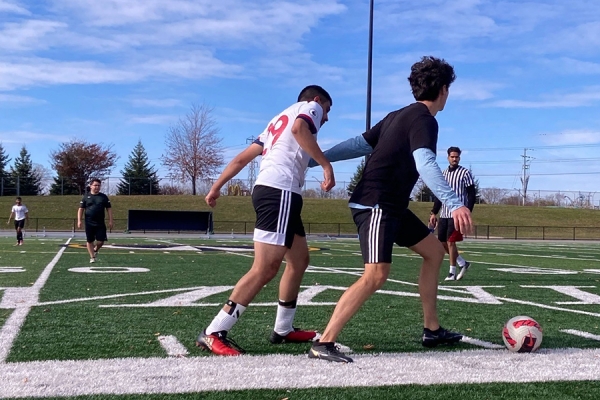 soccer game on Alumni Field