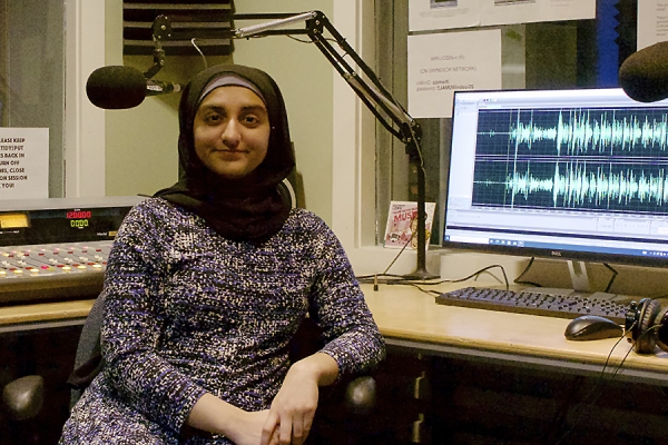 Aysha Mian in a CJAM studio