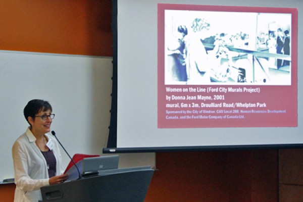 Renée Bondy speaks at a sneak preview event Tuesday.