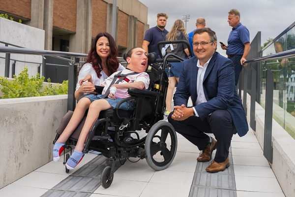 Cherie Gagnon, her son Joshua,  Windsor-Tecumseh MP Irek Kusmierczyk