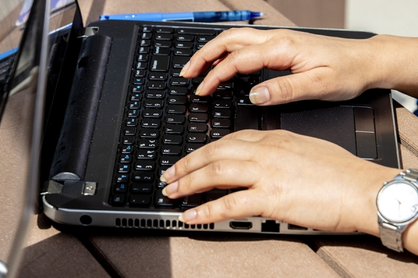 Hands on computer keyboard