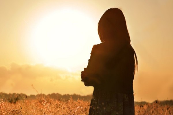 young women in field