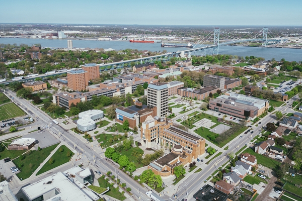 aerial photo of campus