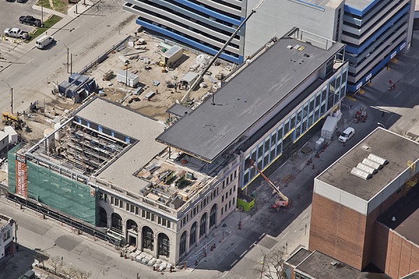 The University has provided several transportation options for commuters to the Pitt/Ferry Building, including the parking garage to the west, at the top of this photo. 