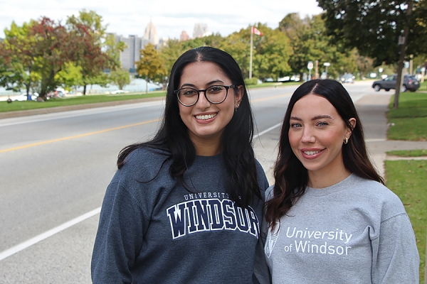 Jasleen Dayal and Carolyn Francis standing on Riverside Drive