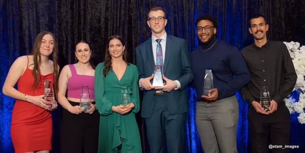 Major award winners Kristen Swiatoschik, Lauren Gellner, Mandy Brunet, Thomas Kennedy, Anthony Atkinson, and Cameron Cira