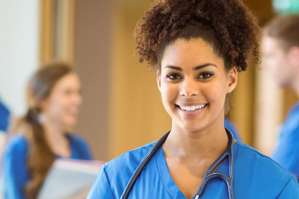 nursing student in scrubs