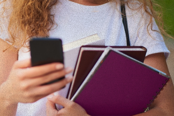 woman consulting smart phone