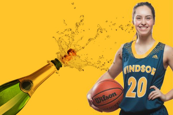 champagne bottle, basketball player