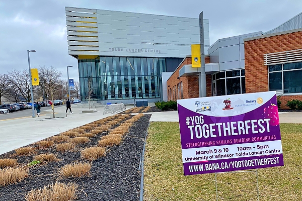 sign promoting Togetherfest outside Lancer Centre