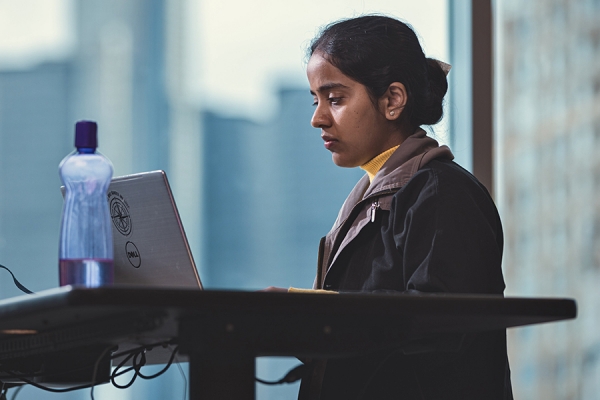 woman working at computer