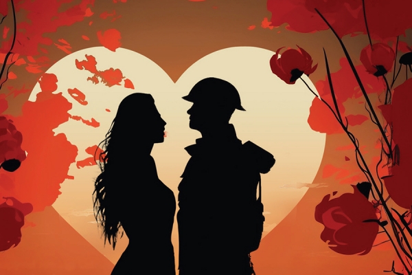 poster image Mary’s Wedding of a couple embracing silhouetted against a heart