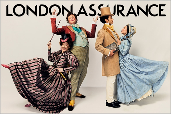 Cast members of the Stratford show London Assurance: Deborah Hay, Geraint Wyn Davies, Austin Eckert, and Marissa Orjalo.