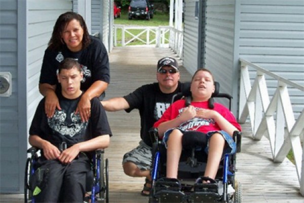 Shirley Knight and her partner Terry Shank with their sons Max and Josh