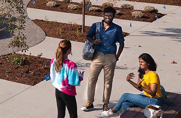 students getting tour of campus