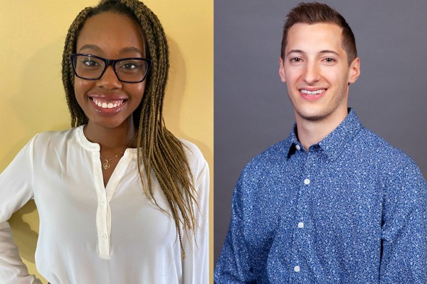 Omotayo Gbadamosi, an undergraduate student in Integrative Biology, left, and doctoral student Mitchell DiPasquale, are part Drew Marquart’s research team studying how vitamin E acetate found in some vaping liquids damages lungs.