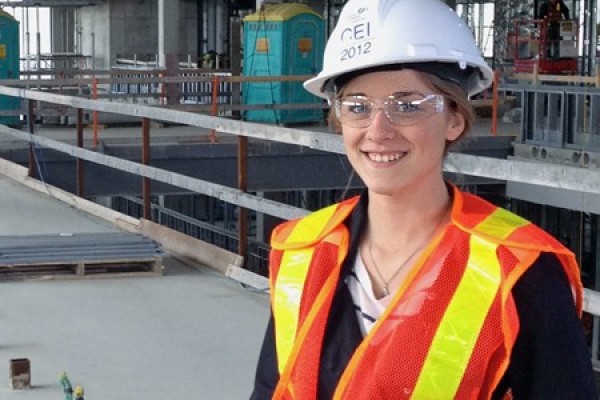 Krysia Bussière in the Centre for Engineering Innovation during its construction.