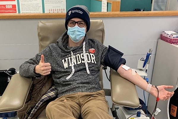 blood donor in chair