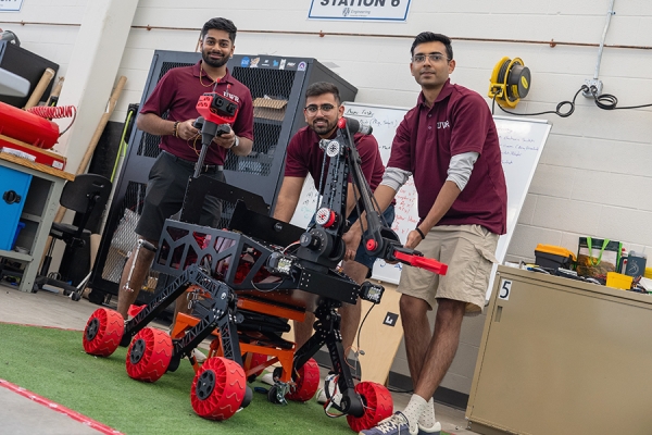 students with prototype Mars Rover