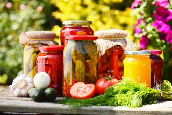 jars of pickled vegetables