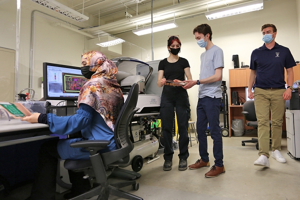 students in printed circuit boards fabrication lab