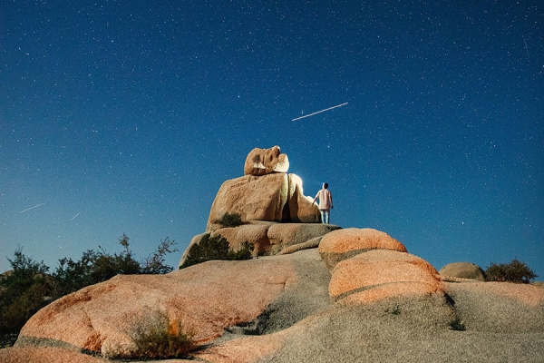 mountain with shooting star