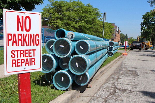 Construction fences on the west side of California Avenue