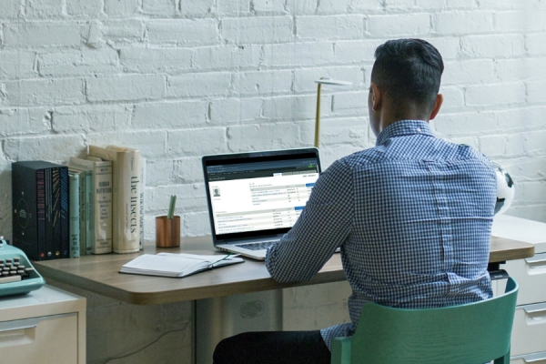 man working on Drupal