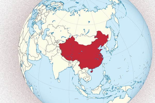 Globe with China highlighted