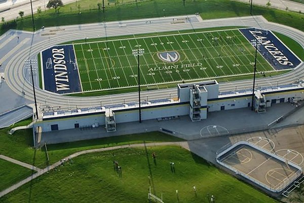 Alumni Field showing Lancer shield