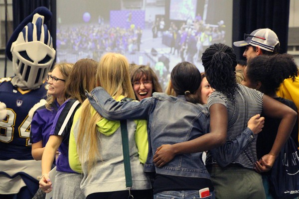 Students rally during 2017 UWindsor Welcome Week festivities.