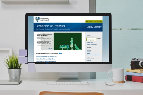 computer screen displaying Scholarship at UWindsor