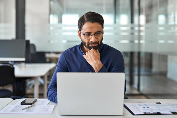 man working on computer