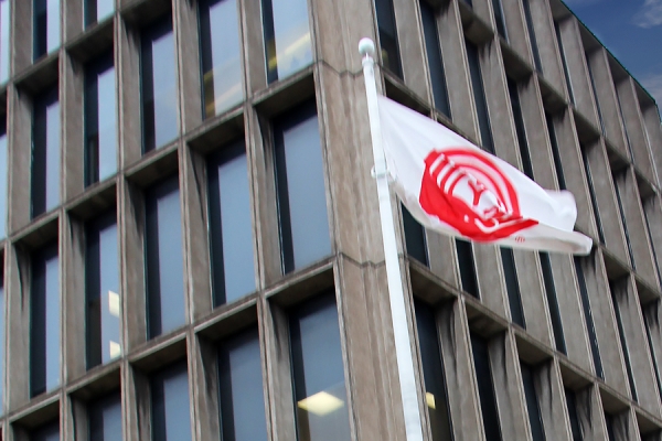 United Way flag flying outside Chrysler Hall