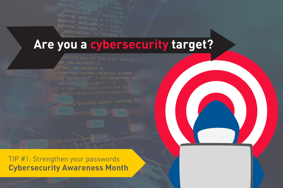 target with arrow labelled "are you a cybersecurity target?"