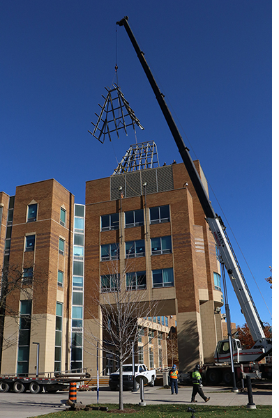 crane outside Odette Building