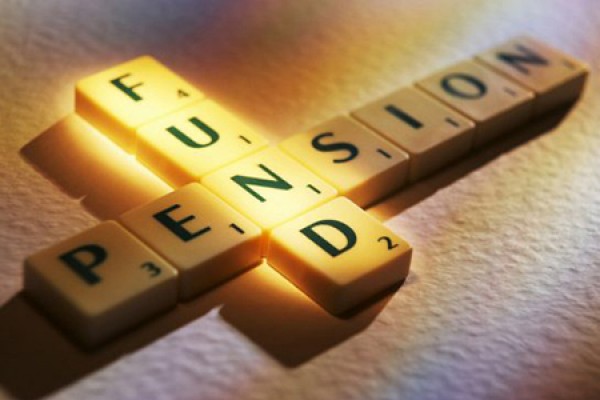 Pension Fund spelled in Scrabble tiles.